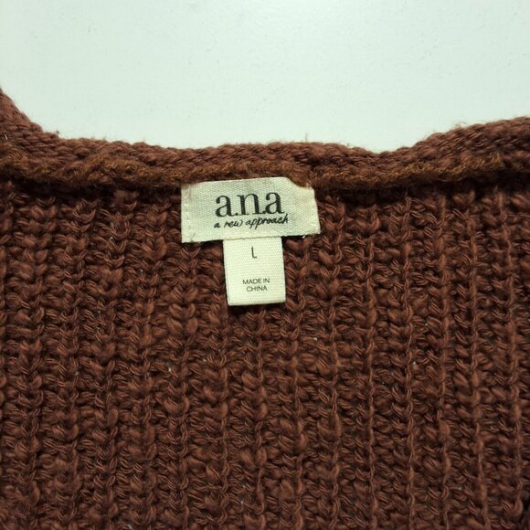 A.n.a Womens Sz L Barvarian Brown Long Sleeve V-Neck Pullover Sweater Wintercore - Picture 6 of 6